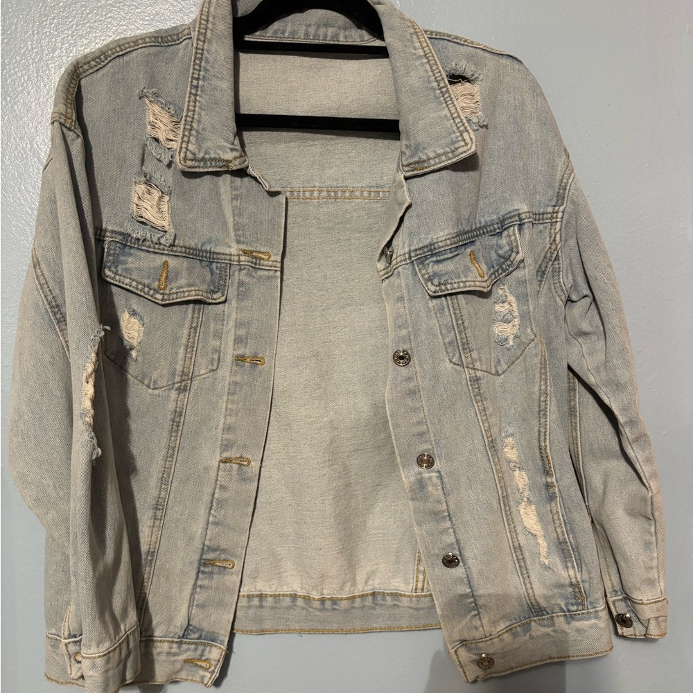Distressed Light Blue Denim Jacket